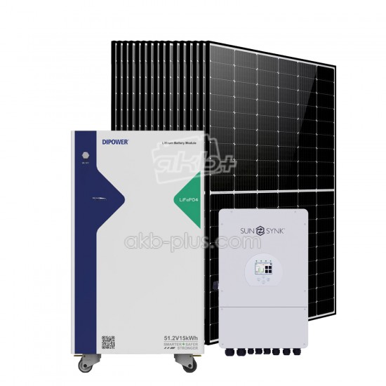 Солнечная электростанция 8,8кВт (SUNSYNK 8,8кВт/ LiFePO4 15,36кВт/ 16x DMEGC 450Вт) - купить